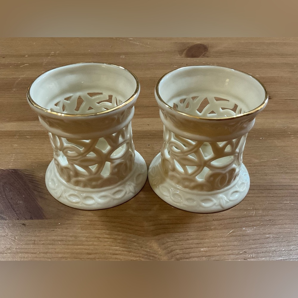 Lenox:illuminations ivory porcelain vintage votive candle holders set of two